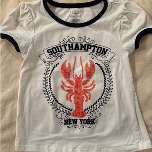 Max Studio White Tee with Red Lobster Print (size 5/6)